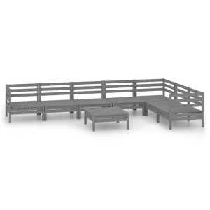 8-cz. zestaw wypoczynkowy do ogrodu, szary, drewno