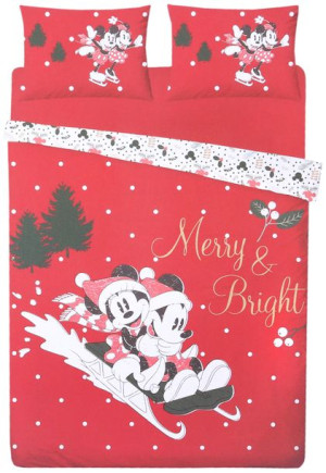 Świąteczna, czerwona pościel 200x200 Myszka Mickey