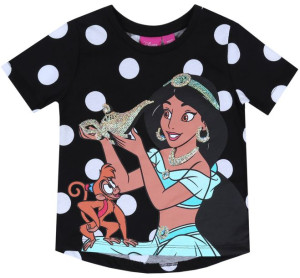 Czarny t-shirt w grochy Księżniczka Dżasmina Disney