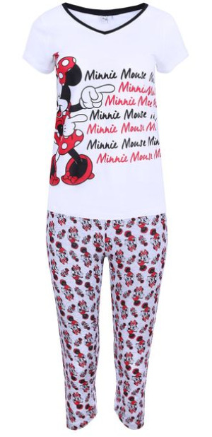 Biało-szara, damska piżama - spodnie rybaczki Myszka Minnie DISNEY