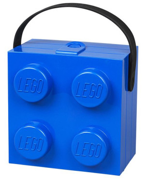 Niebieski lunchbox klocek z rączką LEGO