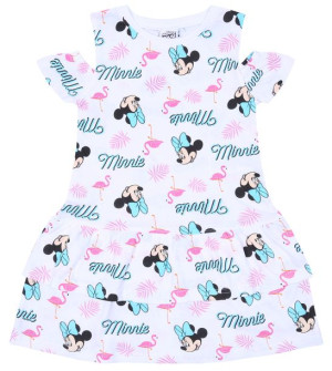 Biało-różowa sukienka z falbanką Minnie DISNEY