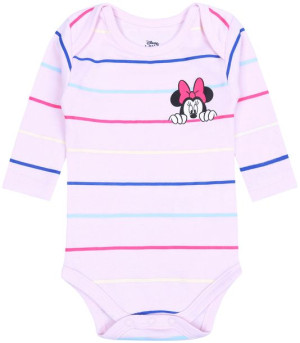 Różowe body niemowlęce w kolorowe paski Myszka Minnie DISNEY