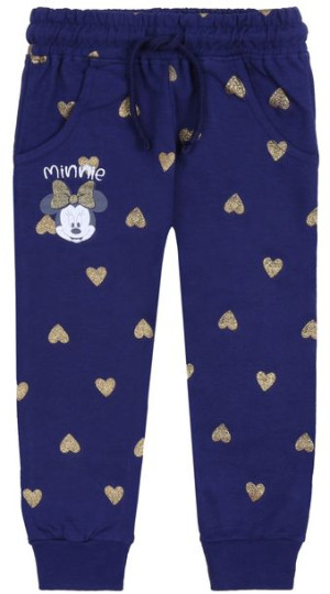 Granatowe spodnie dresowe w złote serduszka MYSZKA MINNIE Disney