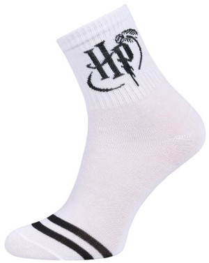 Białe, wysokie skarpetki z logo Harry Potter Oeko-Tex standard 100