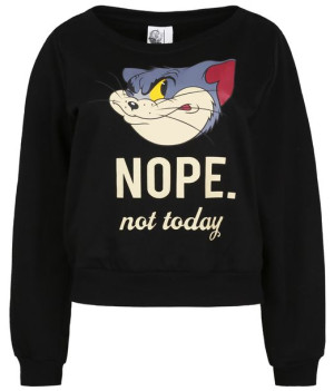 TOM AND JERRY Czarna bluza z wizerunkiem Toma i napisem XS