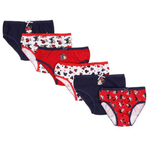 6x Dziewczęce majtki z kokardką Myszka Minnie DISNEY, certyfikat OEKO-TEX S