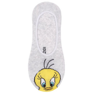 Szare skarpetki stopki z żółtym nadrukiem Tweety LOONEY TUNES, certyfikat O