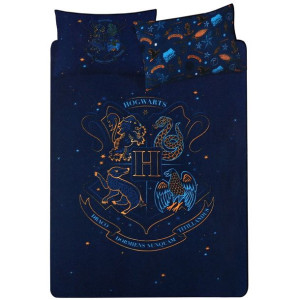 Granatowy komplet pościeli HOGWART - Harry Potter 200cm x 200cm, OEKO-TEX