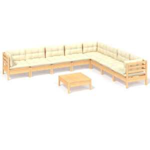 9-cz. zestaw wypoczynkowy do ogrodu, kremowe podus