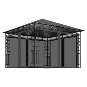 Altana z moskitierą i sznurem lampek LED, 3x3x2,73