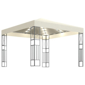 Altana ze sznurem lampek LED, 3x3 m, kremowa tkani
