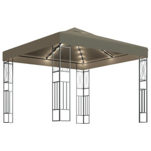 Altana ze sznurem lampek LED, 3x3 m, tkanina w kol