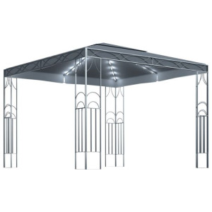 Altana ze sznurem lampek LED, 300x300 cm, antracyt