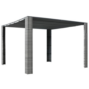 Altana z dachem, polirattan, 300x300x200cm, szary