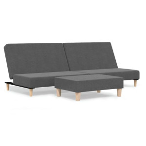 2-osobowa sofa z podnóżkiem, jasnoszara, tapicerowana tkaniną