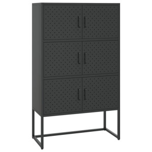 Szafka, czarna, 80x35x135 cm, stal