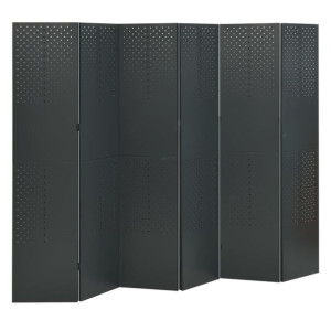 Parawan 6-panelowy, antracytowy, 240 x 180 cm, stalowy