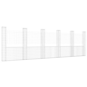 Ogrodzenie gabionowe z 6 słupkami, żelazo, 620x20x200 cm
