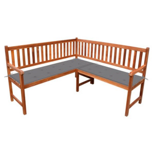 Narożna ławka ogrodowa z poduszkami, 150 cm, drewno akacjowe