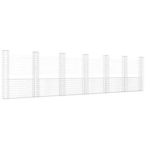 Ogrodzenie gabionowe z 7 słupkami, żelazo, 740x20x200 cm