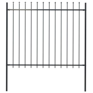 Panel ogrodzeniowy z grotami, stal, 1,7 x 1,5 m, c