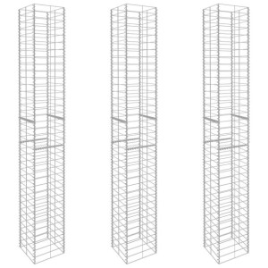 Kosze gabionowe, 3 szt., galwanizowana stal, 25x25