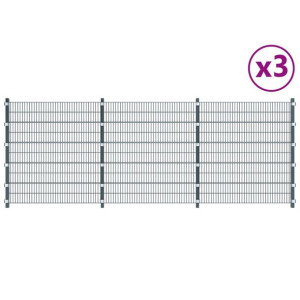 Panele ogrodzeniowe, 3 szt., żelazo, łącznie 18 m,