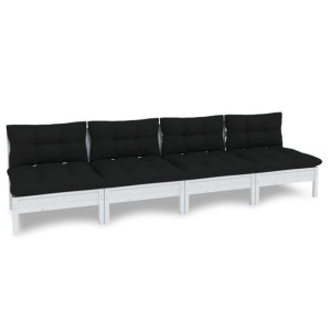 4-osobowa sofa ogrodowa z antracytowymi poduszkami, sosnowa