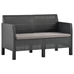 2-osobowa sofa ogrodowa z poduszkami, antracytowa, PP