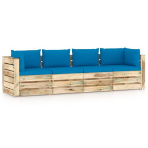 Ogrodowa sofa 4-os z poduszkami, impregnowane na zielono drewno