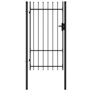 Furtka jednoskrzydłowa z grotami, stal, 1x1,75 m,