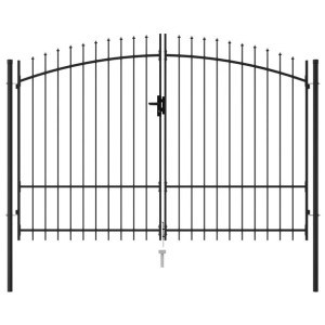 Brama dwuskrzydłowa z grotami, stal, 3x1,75 m, cza