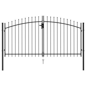 Brama dwuskrzydłowa z grotami, stalowa, 3x1,5 m, c