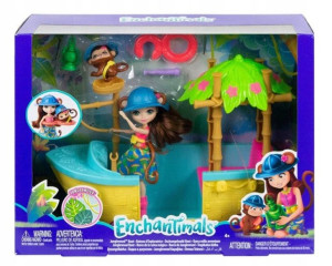 Enchantimals Tropikalna Łódka Lalka Małpka Dodatki