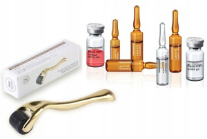 Dermaroller Tytan GOLD 540 + Serum Twarz Szyja