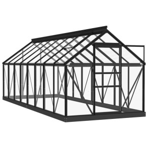 Szklarnia ze szkła, antracytowa, 155x395,5x191 cm, aluminium