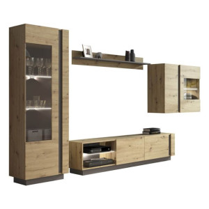 Meblościanka (b+h+d+j) Arco Dąb Aritsan / Szary Grafit