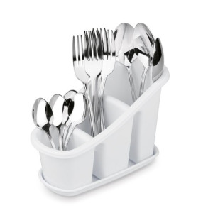 Ociekacz na sztućce Plastic Forte 22 x 11 x 14,5 cm biały