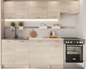 Minimalistyczne szafki do kuchni 7 sztuk dąb sonoma - Nigella 4S