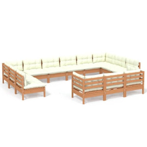 13-cz. zestaw wypoczynkowy do ogrodu z poduszkami, miodowy brąz