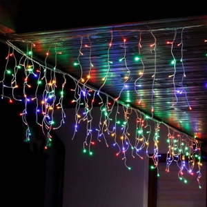 Lampki choinkowe sople 300 LED ozdoby świąteczne multicolor 12V