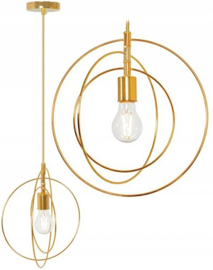 Lampa Sufitowa Metalowa Złote Okręgi Pierścieniowa