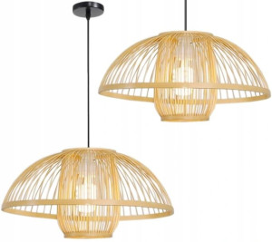 Lampa Wisząca Pleciona Bambus Natural Boho Drewno