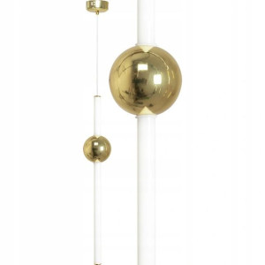 Lampa Sufitowa Wisząca Długa Led Biało Złota Gold