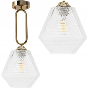 Lampa Wisząca Sufitowa E27 Szklana Retro Gold