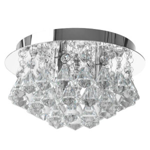 Lampa Sufitowa Kryształowa Plafon Glamour Srebrny