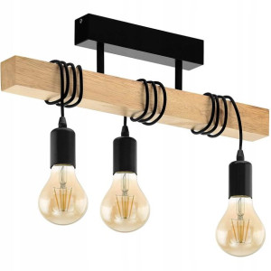 Lampa Sufitowa Wisząca Metal Z Drewnem Loft Line