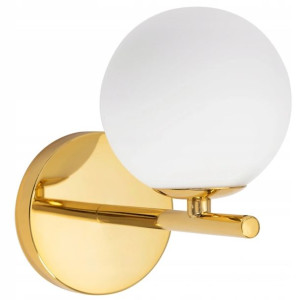 Lampa Ścienna Kinkiet Szklana Kula Złota Gold G9