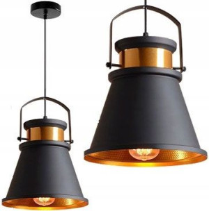 Lampa Asti C Wisząca Metalowa Złota Retro Czarna